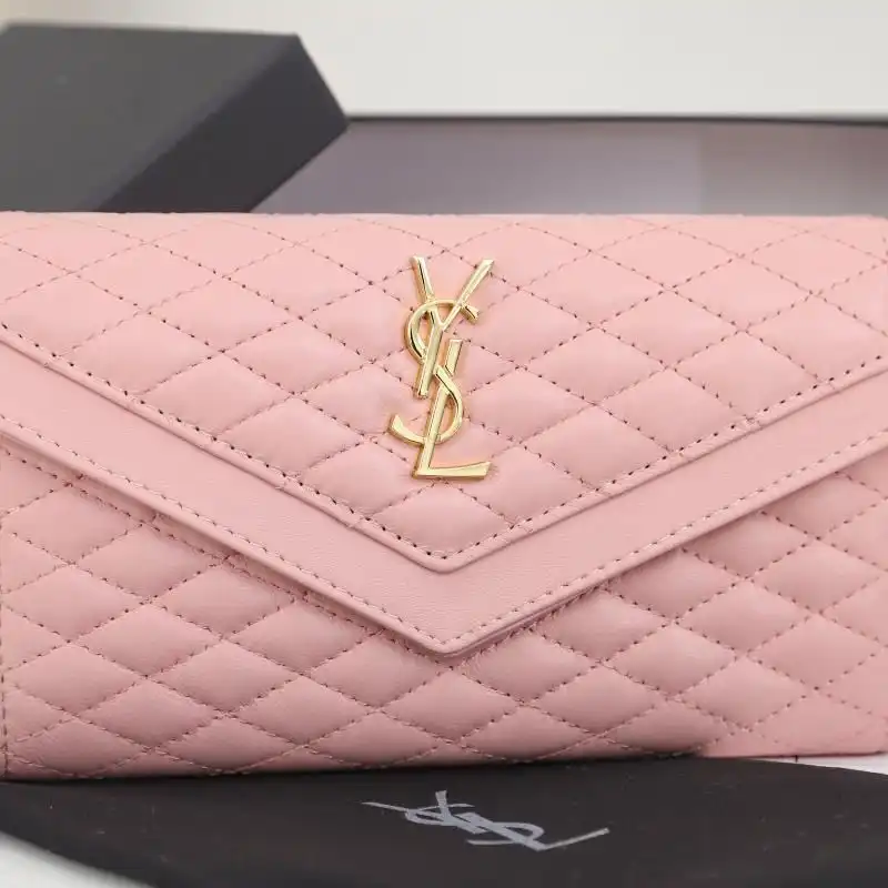 Cheap Saint Laurent Large Gaby Flap Wallet In Quilted Lambskin Pink Gold