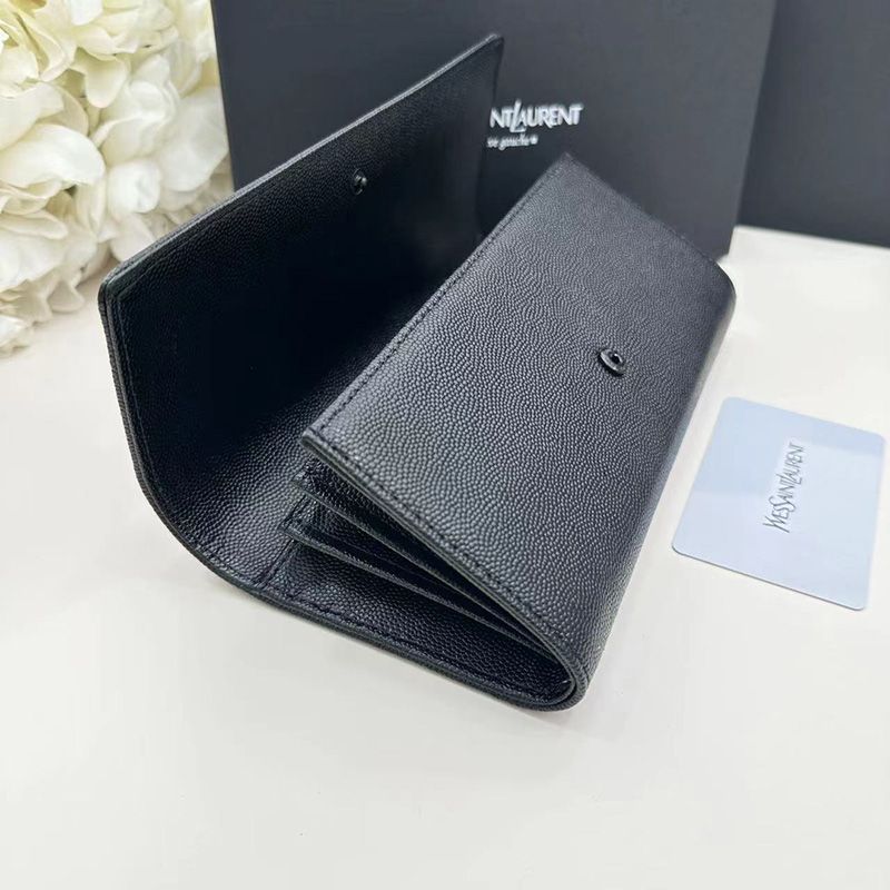 Saint Laurent Large Line Bifold Wallet In Grained Leather Black