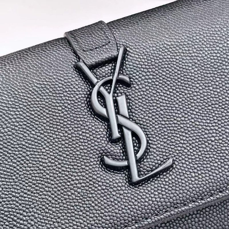 Saint Laurent Large Line Bifold Wallet In Grained Leather Black