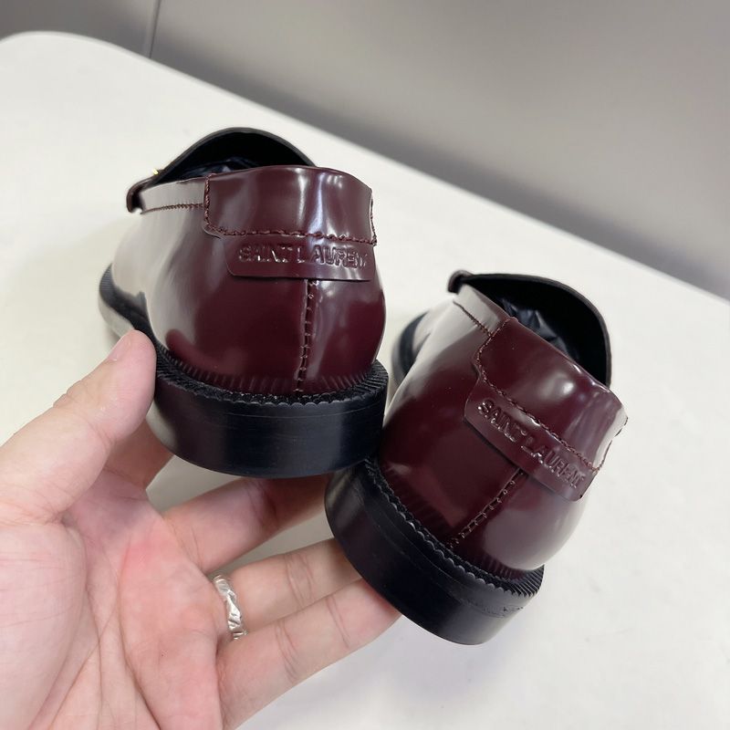 Saint Laurent Le Loafers Women Patent Leather Burgundy