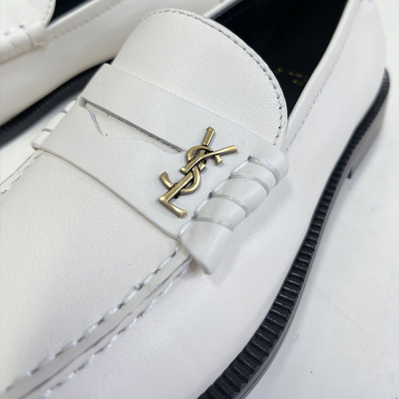 Saint Laurent Le Loafers Women Smooth Leather White