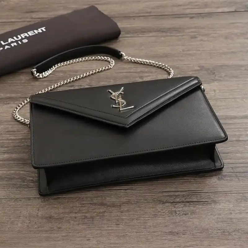 Cheap Saint Laurent Le Sept Chain Bag In Leather Black Silver