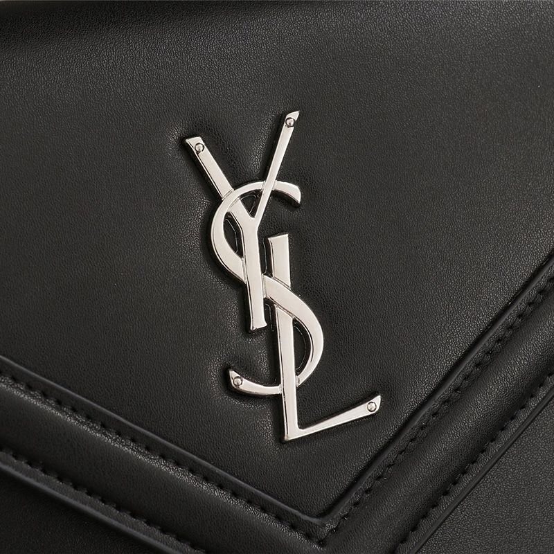 Saint Laurent Le Sept Chain Bag In Leather Black Silver