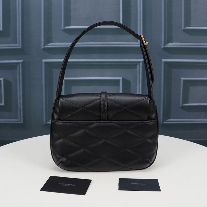 Saint Laurent LE 57 Hobo Bag In Quilted Lambskin Black Gold