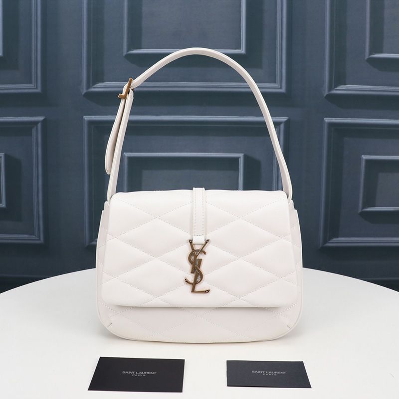 Saint Laurent LE 57 Hobo Bag In Quilted Lambskin White Gold