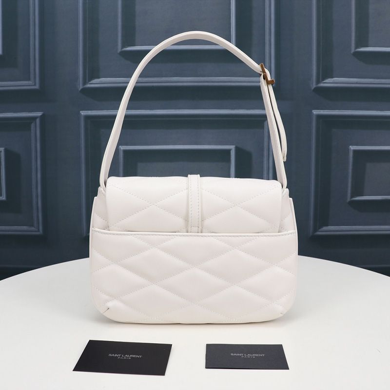 Saint Laurent LE 57 Hobo Bag In Quilted Lambskin White Gold