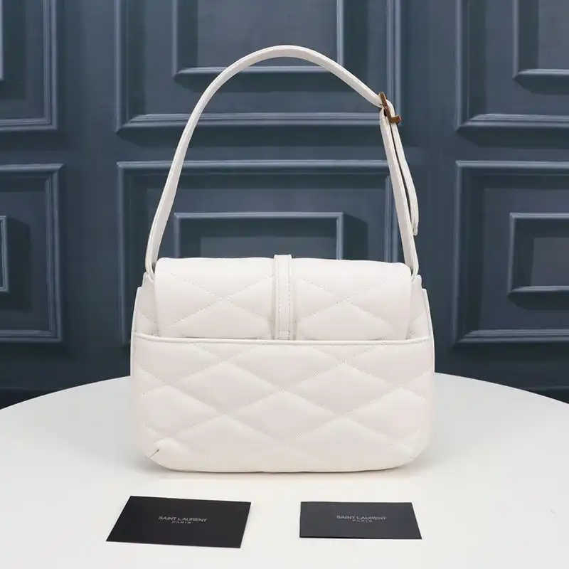 Cheap Saint Laurent LE 57 Hobo Bag In Quilted Lambskin White Gold