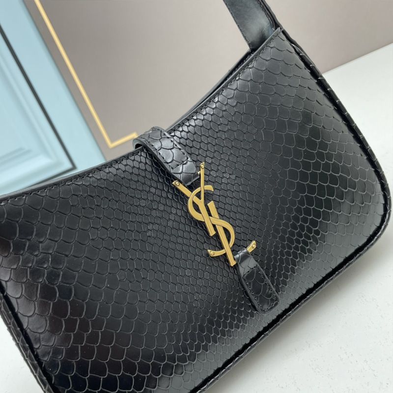 Saint Laurent Le 5 A 7 Hobo Bag In Python Leather Black Gold