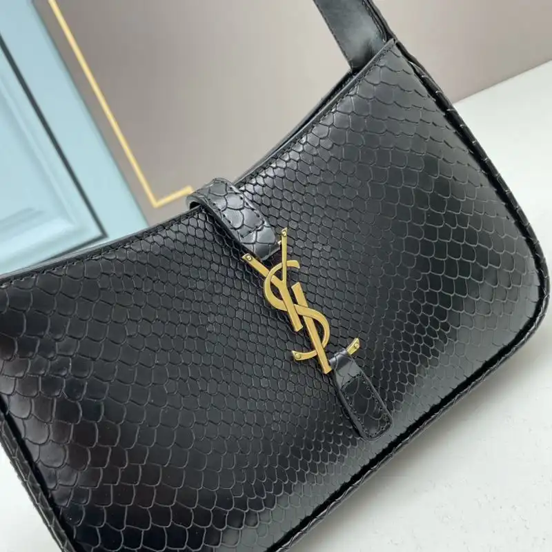 Cheap Saint Laurent Le 5 A 7 Hobo Bag In Python Leather Black Gold