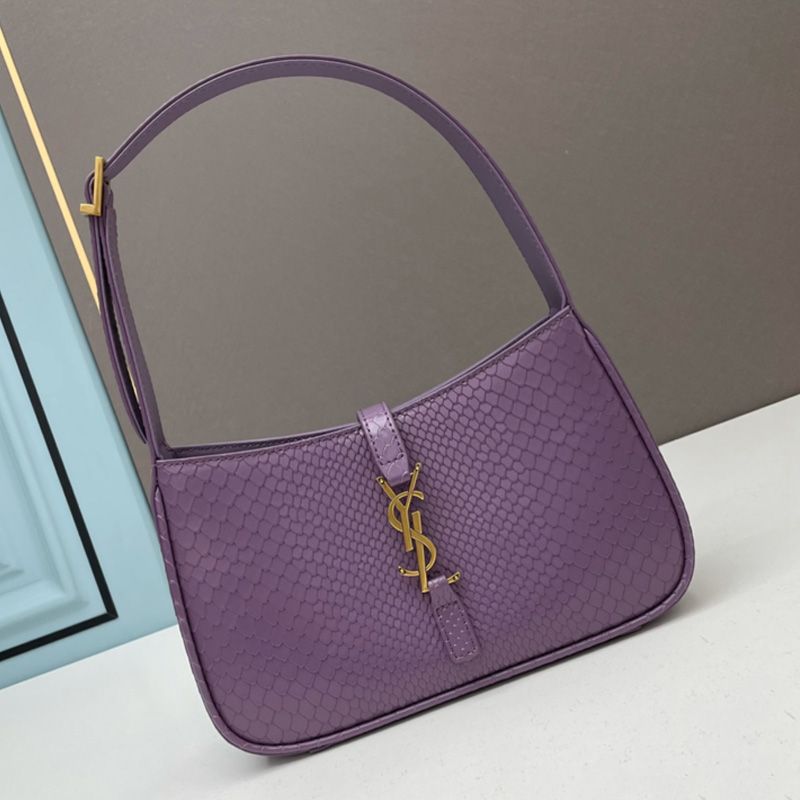 Saint Laurent Le 5 A 7 Hobo Bag In Python Leather Purple Gold