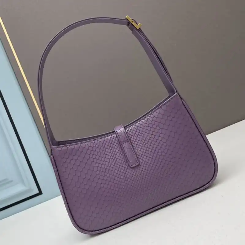 Cheap Saint Laurent Le 5 A 7 Hobo Bag In Python Leather Purple Gold