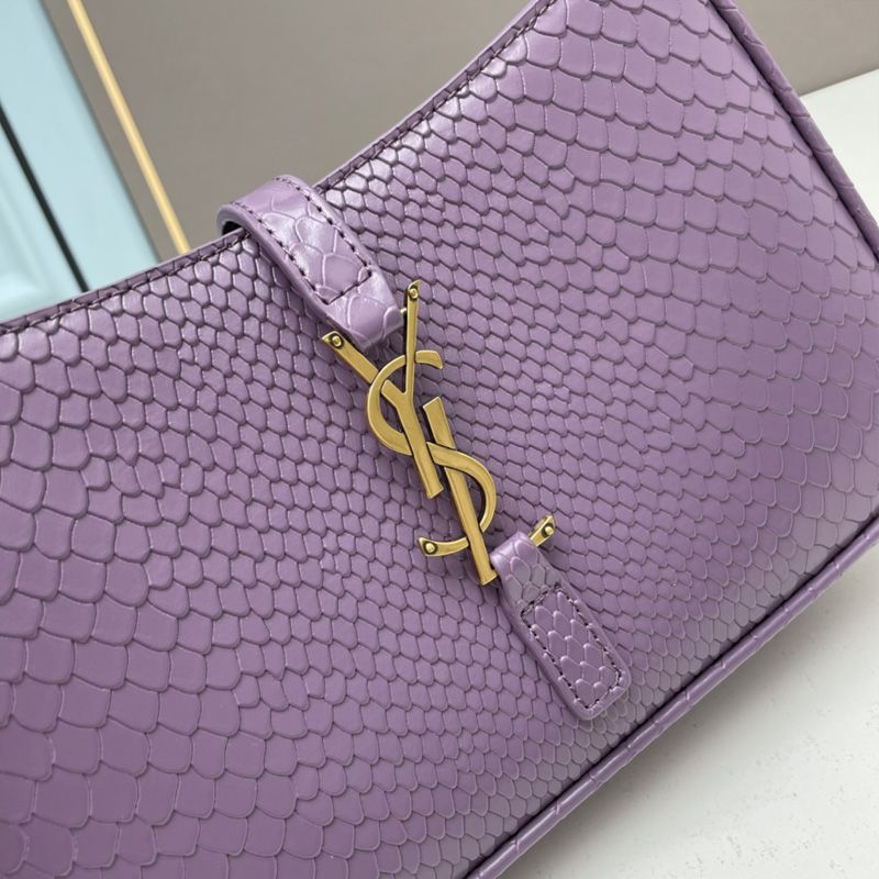 Saint Laurent Le 5 A 7 Hobo Bag In Python Leather Purple Gold