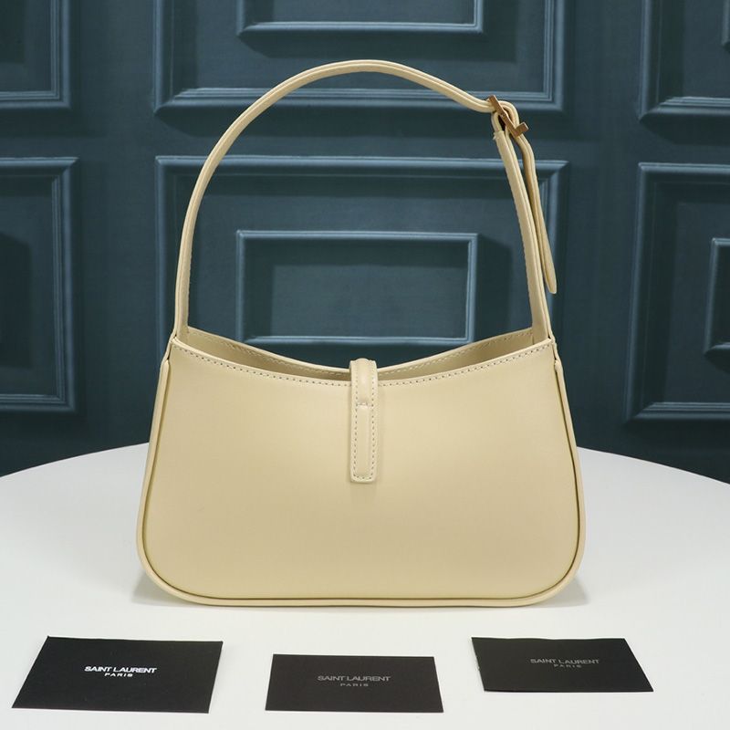 Saint Laurent Le 5 A 7 Hobo Bag In Smooth Leather Apricot Gold