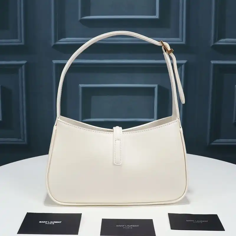 Cheap Saint Laurent Le 5 A 7 Hobo Bag In Smooth Leather White Gold