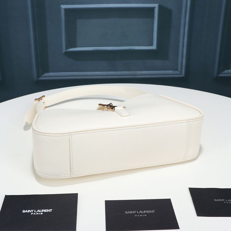 Saint Laurent Le 5 A 7 Hobo Bag In Smooth Leather White Gold