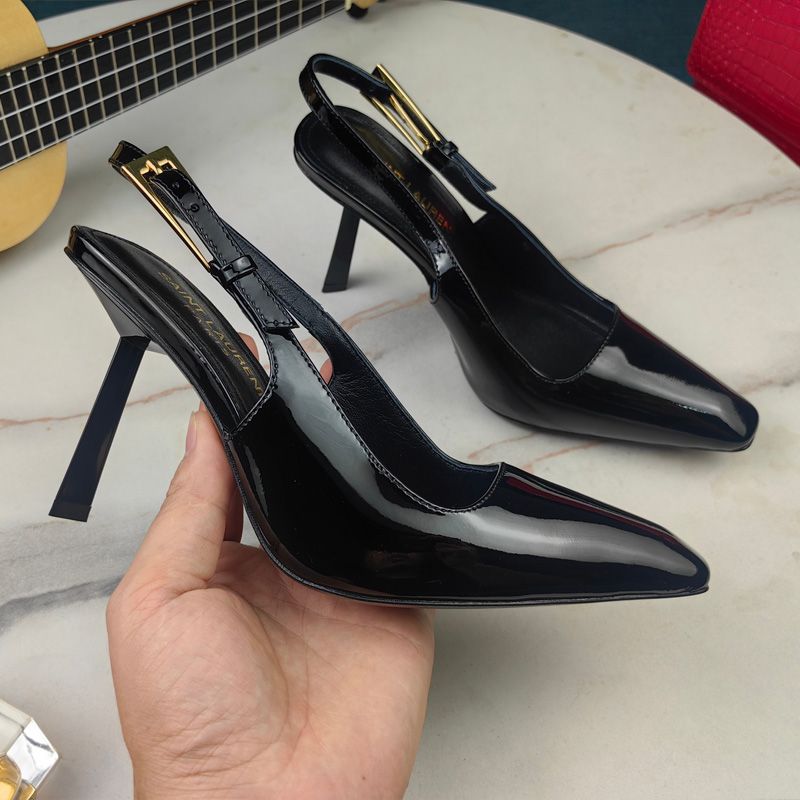 Saint Laurent Lee Slingback Pumps Women Patent Leather Black