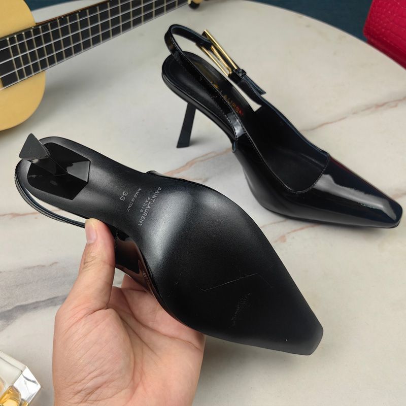 Saint Laurent Lee Slingback Pumps Women Patent Leather Black