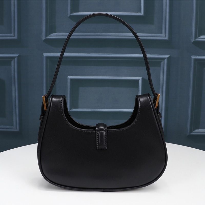 Saint Laurent Le Fermoir Hobo Bag In Shiny Leather Black