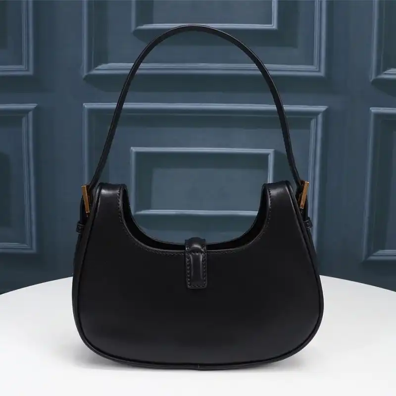 Cheap Saint Laurent Le Fermoir Hobo Bag In Shiny Leather Black