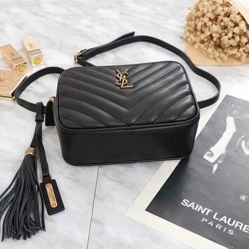 Saint Laurent Lou Belt Bag In Matelasse Leather Black Gold