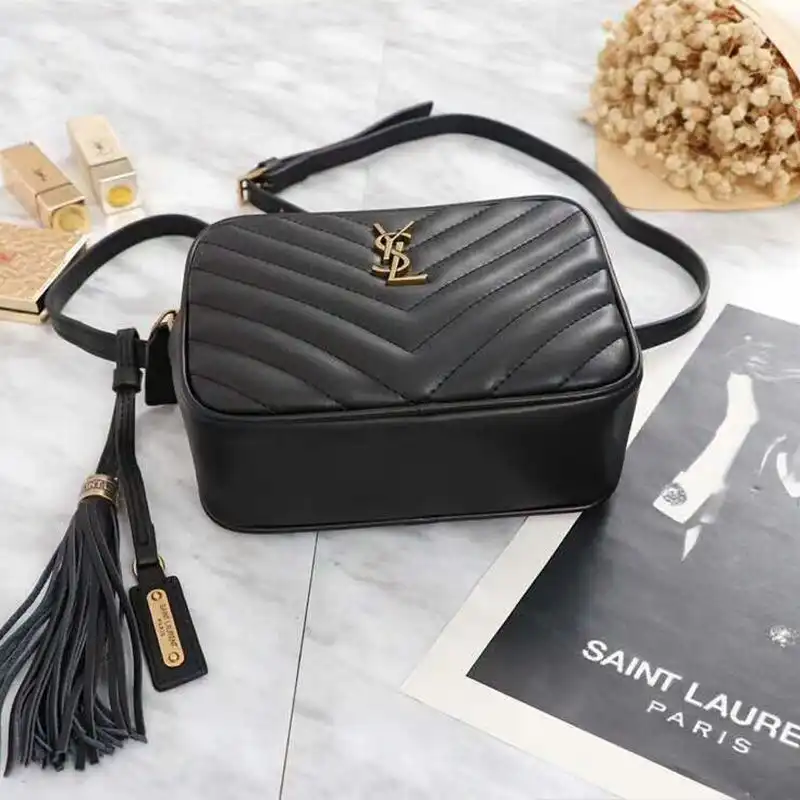 CHEAP Saint Laurent Lou Belt Bag In Matelasse Leather Black Gold