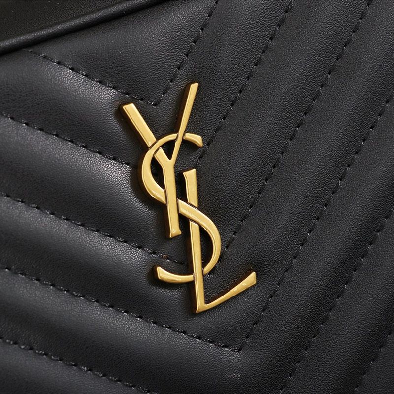 Saint Laurent Lou Belt Bag In Matelasse Leather Black Gold