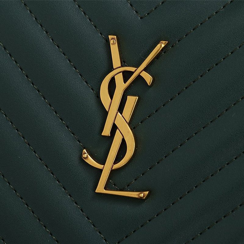 Saint Laurent Lou Camera Bag In Matelasse Leather Green Gold