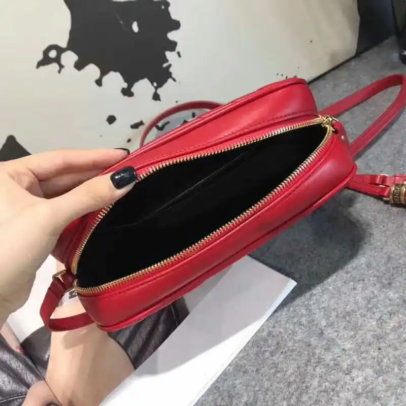 CHEAP Saint Laurent Lou Camera Bag In Matelasse Leather Red Gold