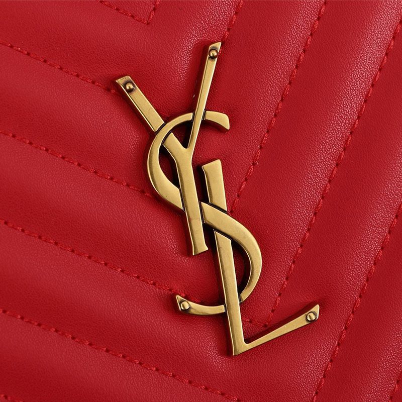 Saint Laurent Lou Camera Bag In Matelasse Leather Red Gold