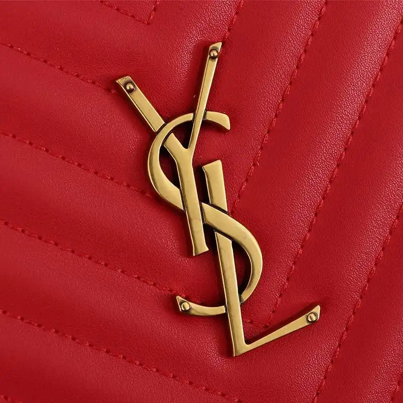 CHEAP Saint Laurent Lou Camera Bag In Matelasse Leather Red Gold