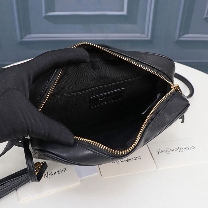 Saint Laurent Lou Camera Bag In Quilted Leather Black Gold