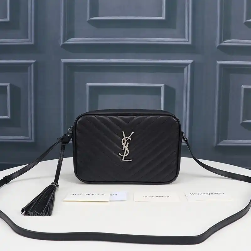 Saint Laurent Lou Camera Bag In Quilted Leather Black Silver