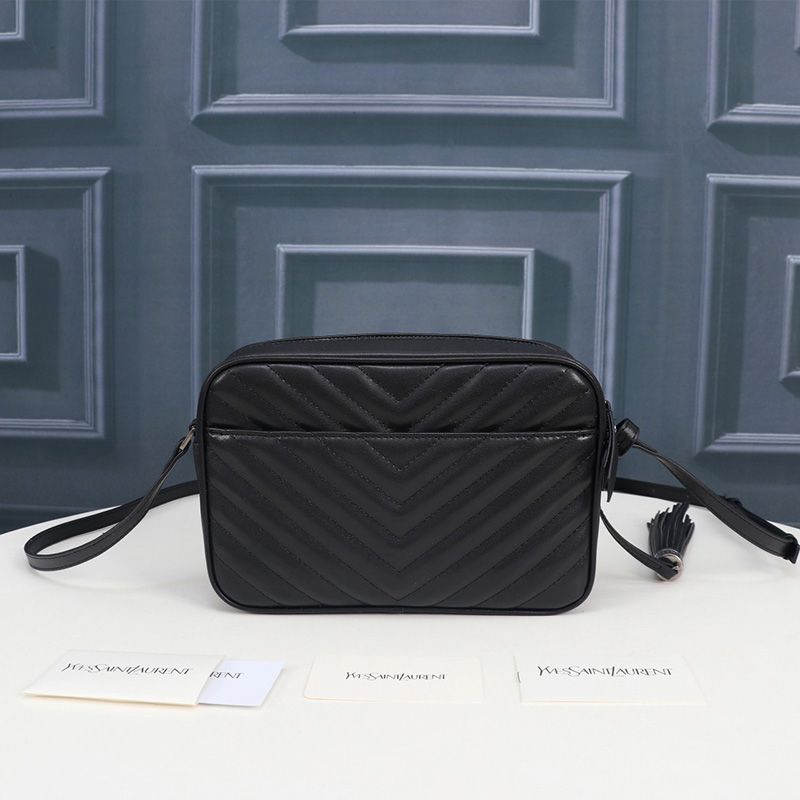 Saint Laurent Lou Camera Bag In Quilted Leather Black Silver