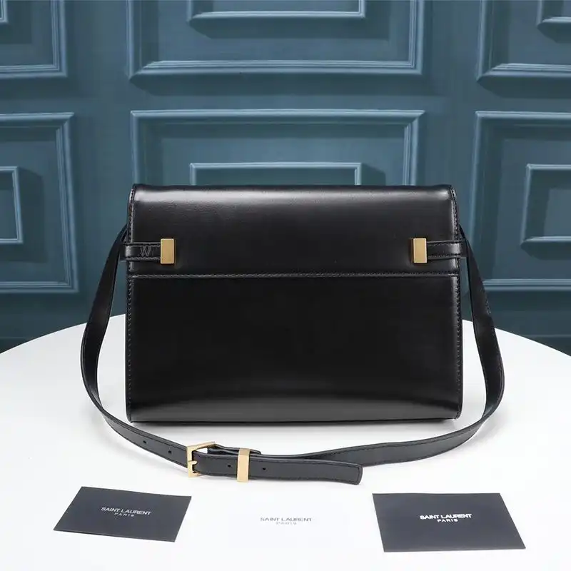 Cheap Saint Laurent Manhattan Shoulder Bag In Smooth Leather Black Gold