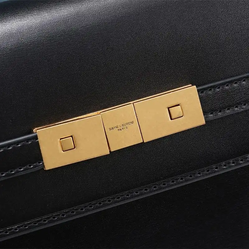 Cheap Saint Laurent Manhattan Shoulder Bag In Smooth Leather Black Gold