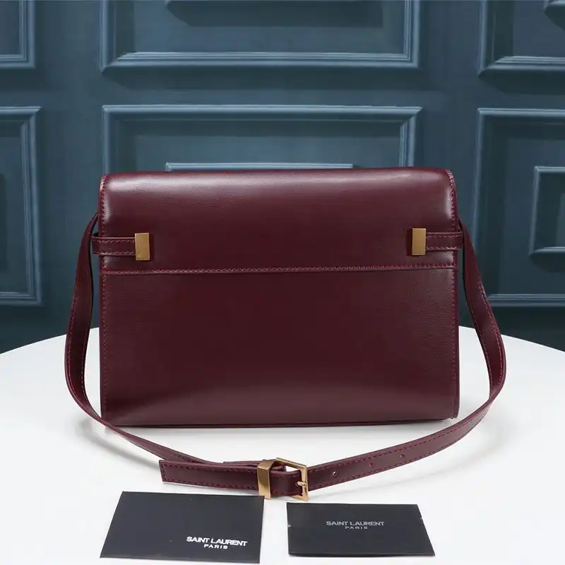 Cheap Saint Laurent Manhattan Shoulder Bag In Smooth Leather Burgundy Gold