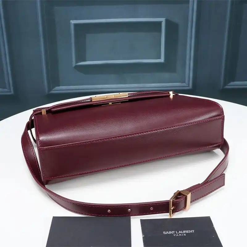 Cheap Saint Laurent Manhattan Shoulder Bag In Smooth Leather Burgundy Gold