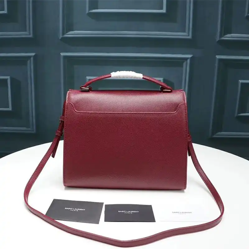 Cheap Saint Laurent Medium Cassandra Top Handle Bag In Grained Leather Burgundy Gold