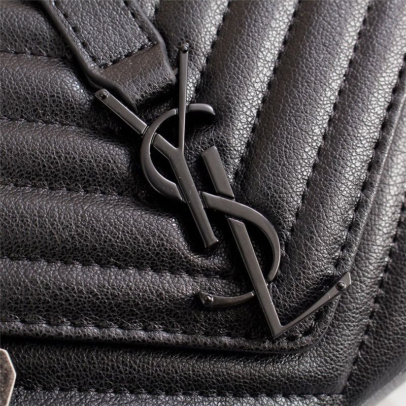 Saint Laurent Medium Classic College Chain Bag In Matelasse Leather Black