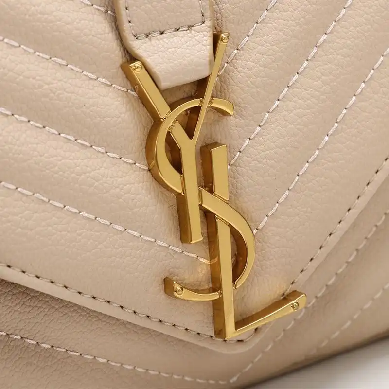 Cheap Saint Laurent Medium Classic College Chain Bag In Matelasse Leather Apricot Gold