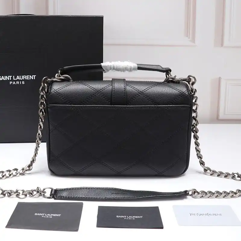 Cheap Saint Laurent Medium Classic College Chain Bag In Diamond Matelasse Leather Black Silver