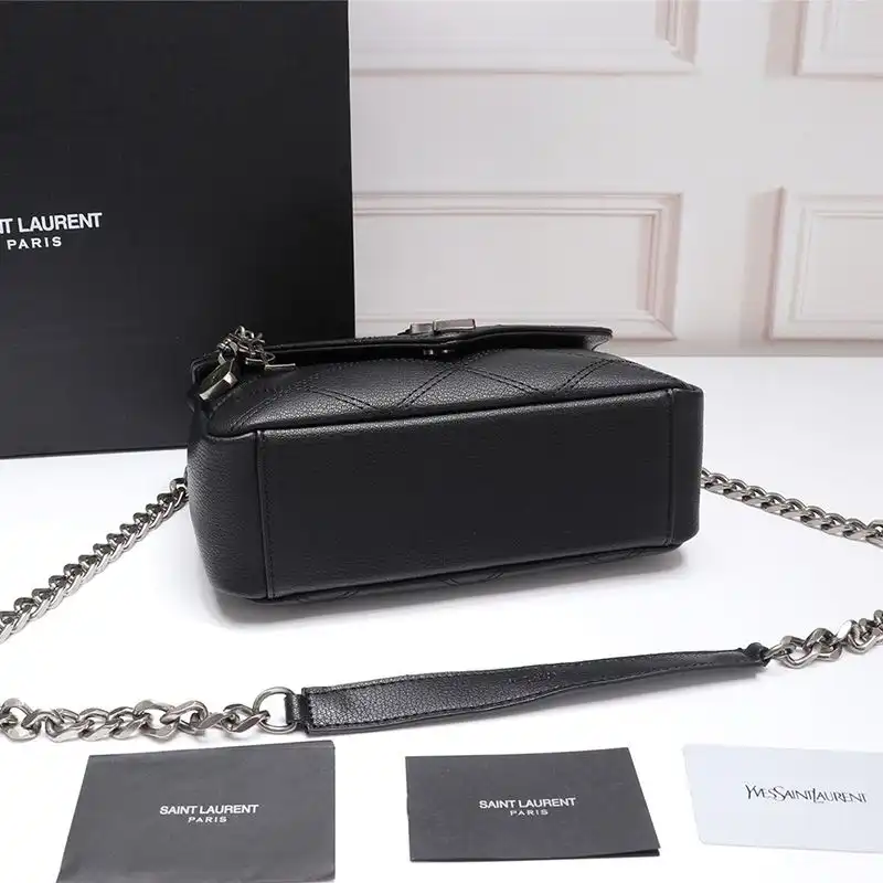 Cheap Saint Laurent Medium Classic College Chain Bag In Diamond Matelasse Leather Black Silver