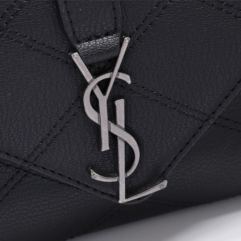 Saint Laurent Medium Classic College Chain Bag In Diamond Matelasse Leather Black Silver