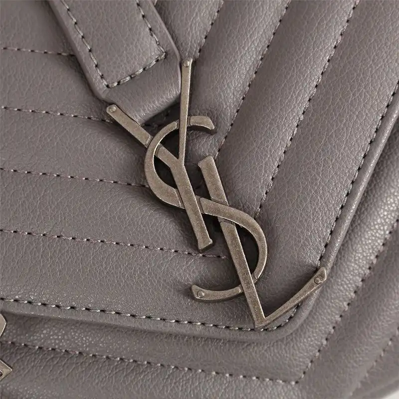 Cheap Saint Laurent Medium Classic College Chain Bag In Matelasse Leather Grey Silver