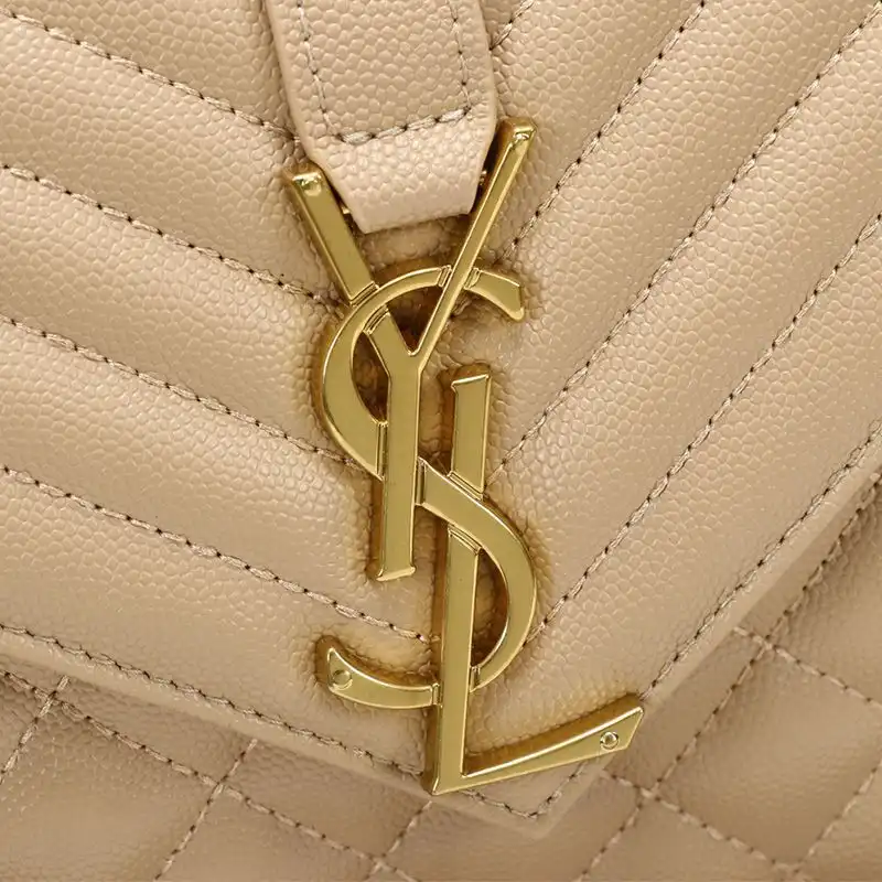 Cheap Saint Laurent Medium Envelope Chain Bag In Mixed Grained Matelasse Leather Apricot Gold