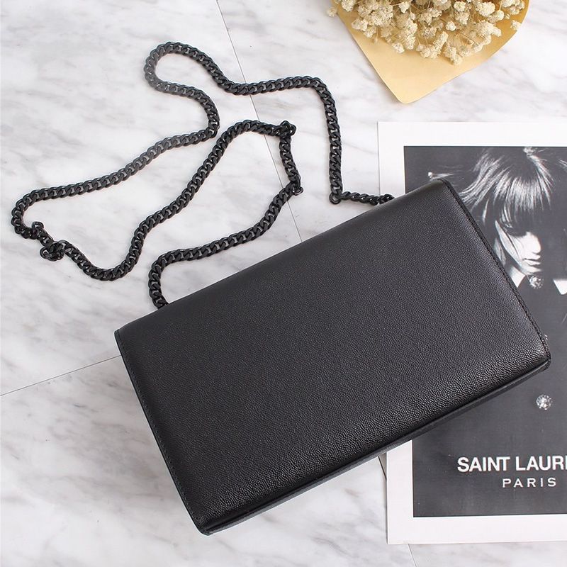 Saint Laurent Medium Kate Chain Bag In Grained Leather Black