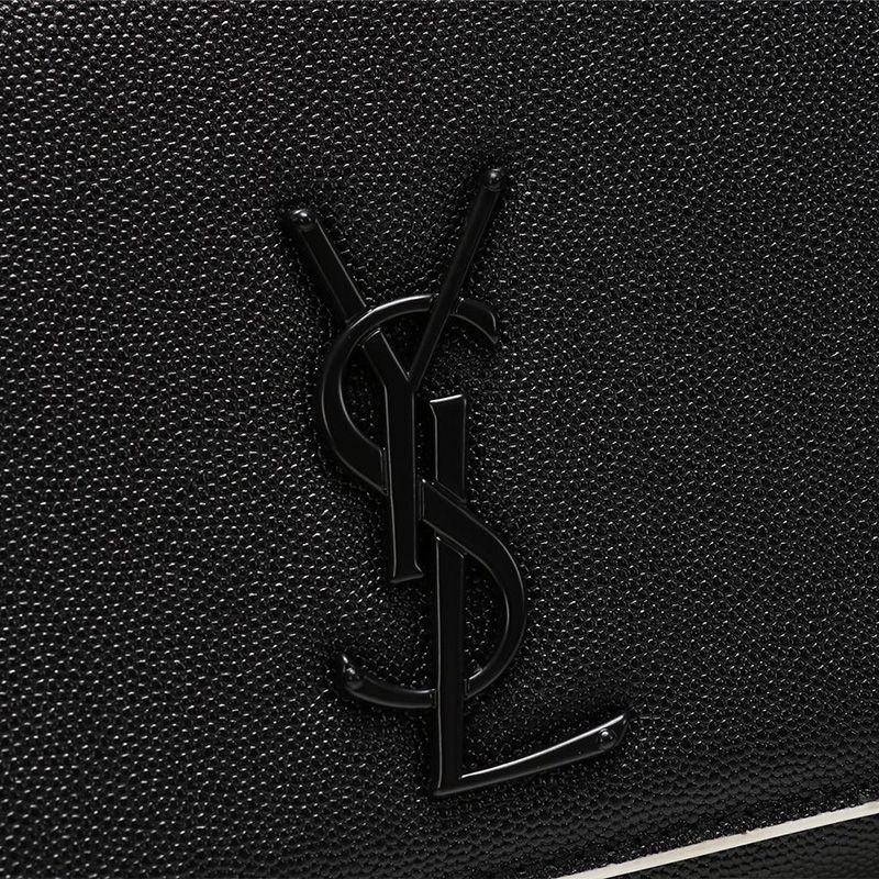 Saint Laurent Medium Kate Chain Bag In Grained Leather Black White