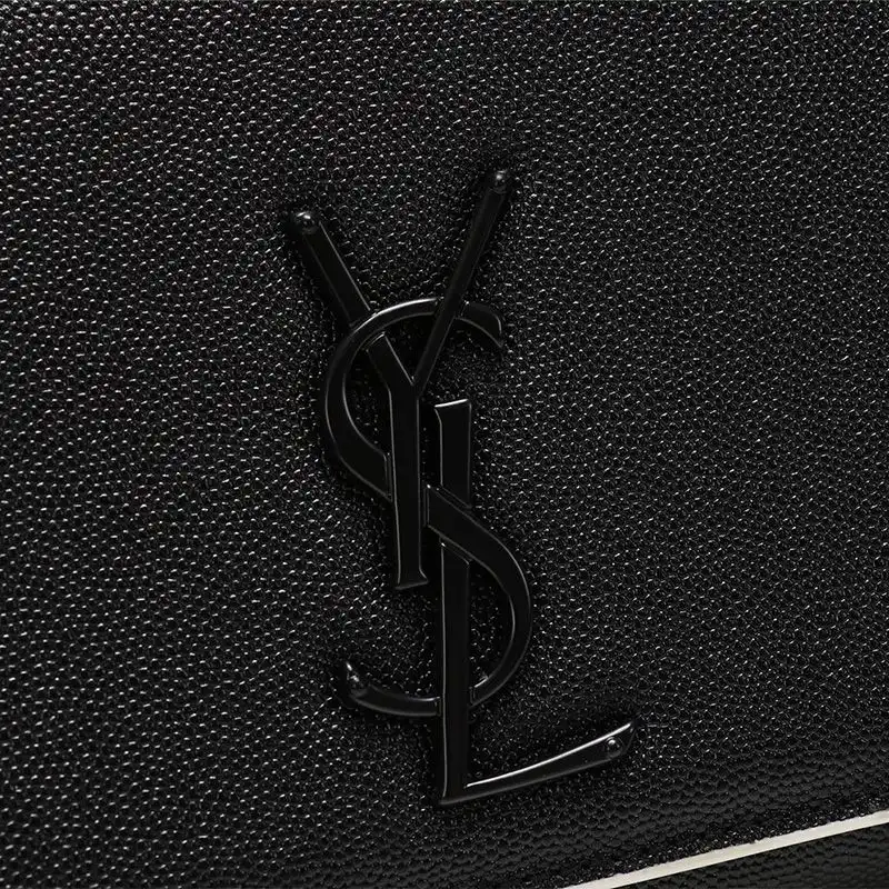 Cheap Saint Laurent Medium Kate Chain Bag In Grained Leather Black White