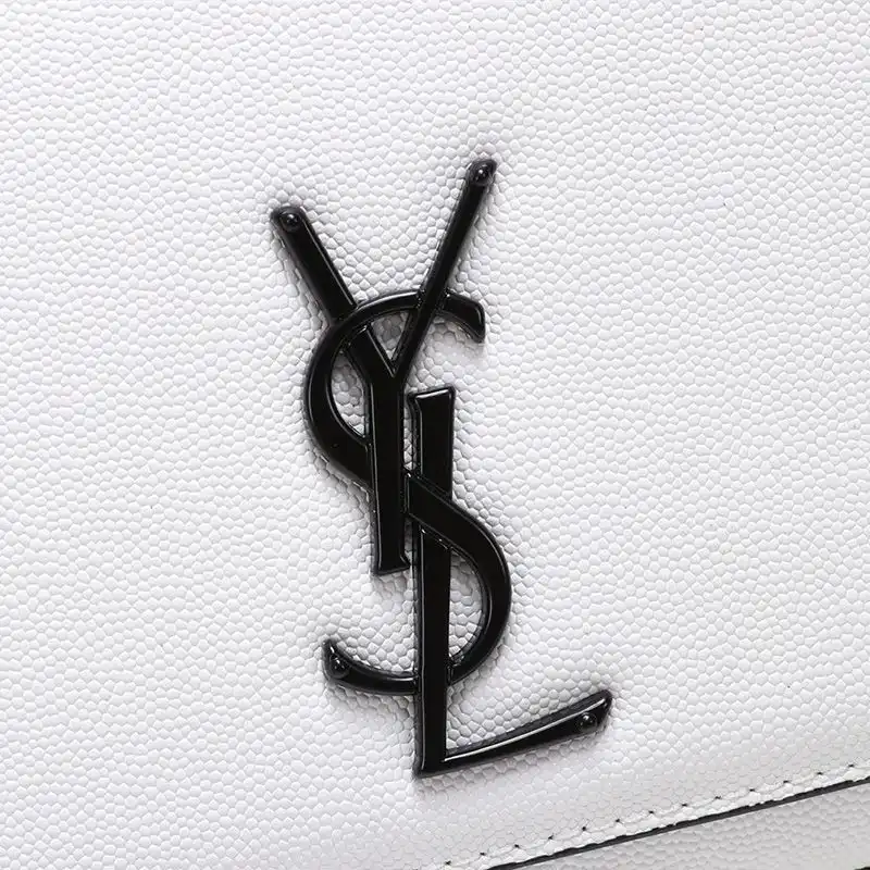 CHEAP Saint Laurent Medium Kate Chain Bag In Grained Leather White Black