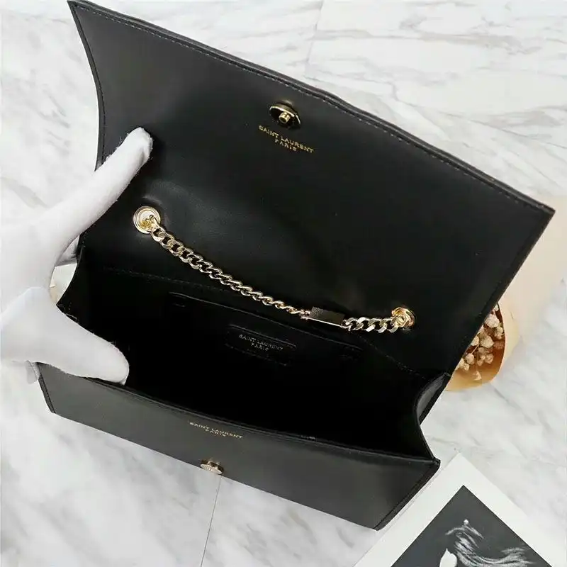 Cheap Saint Laurent Medium Kate Chain Bag In Leather Black Gold